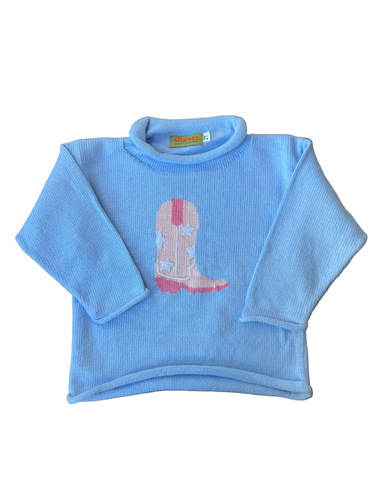 Roll Neck Boot Sweater - Sky Blue