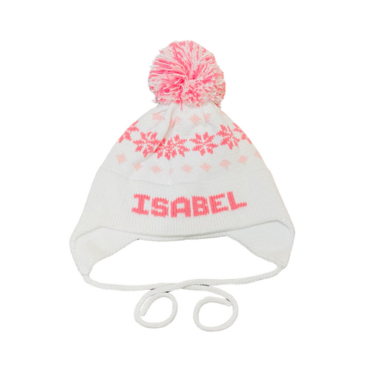 Nordic Earflap Hat - White/Light Pink/Bright Pink