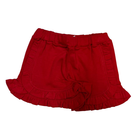 Ruffle Trim Shorts- Deep Red