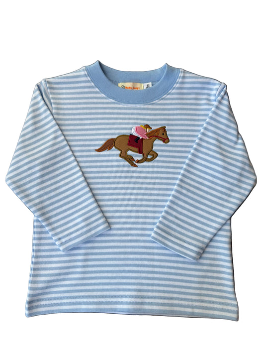 Race Horse Tee - Blue Stripe
