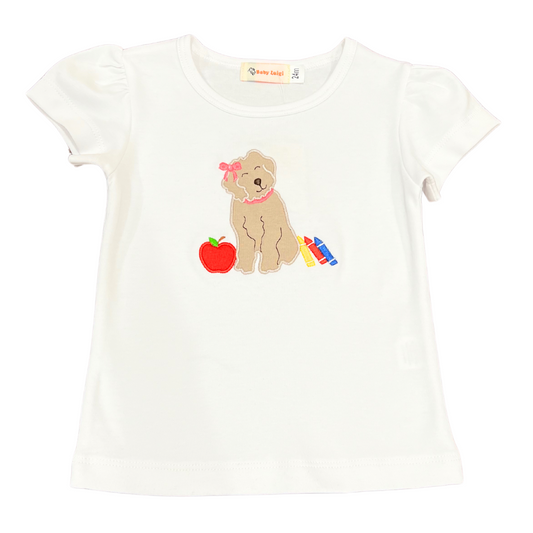 Dog w/ Apple & Crayons Girl T-Shirt