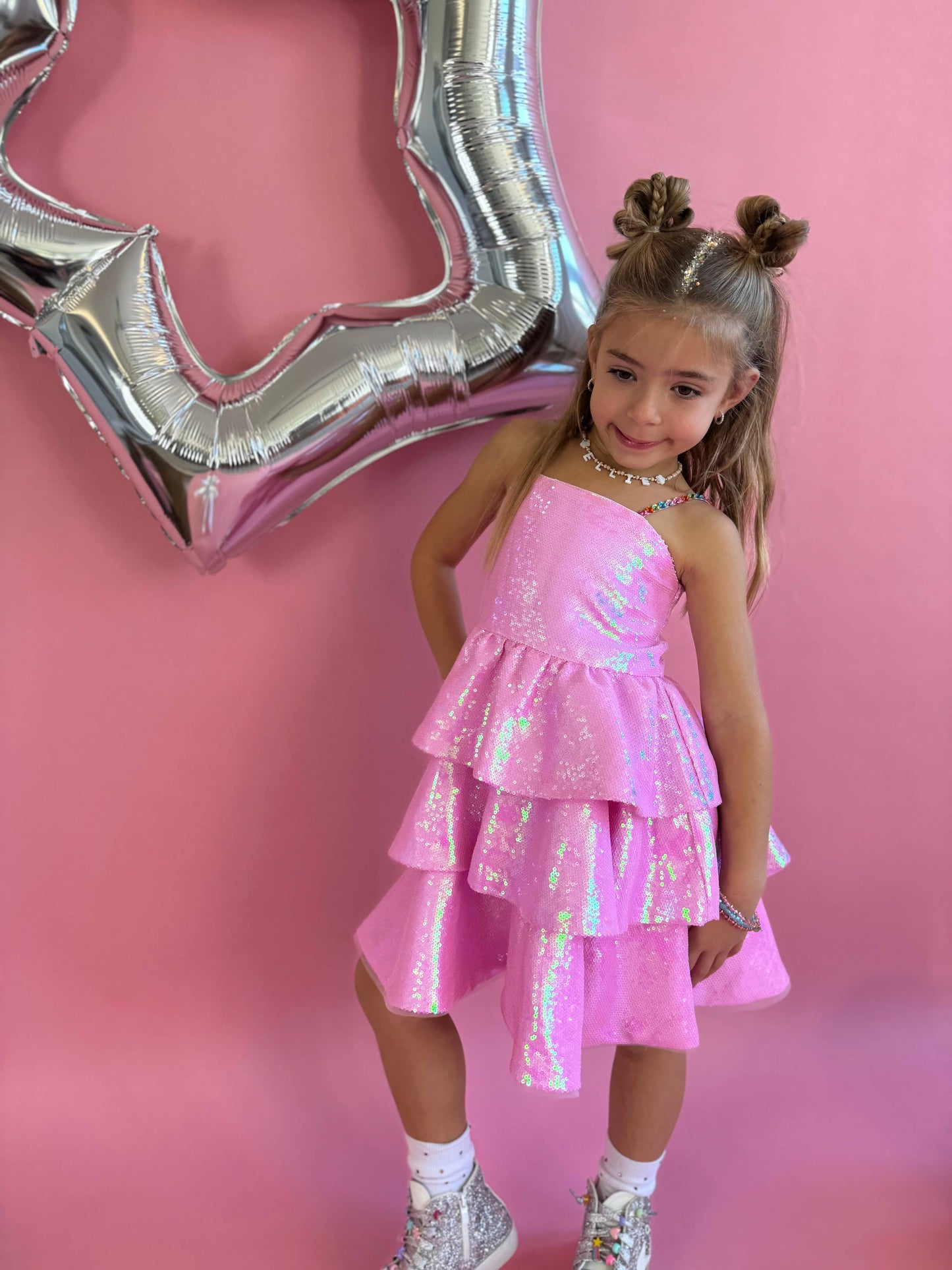 *PRE-ORDER* Pink Sequin Gem Dress 
