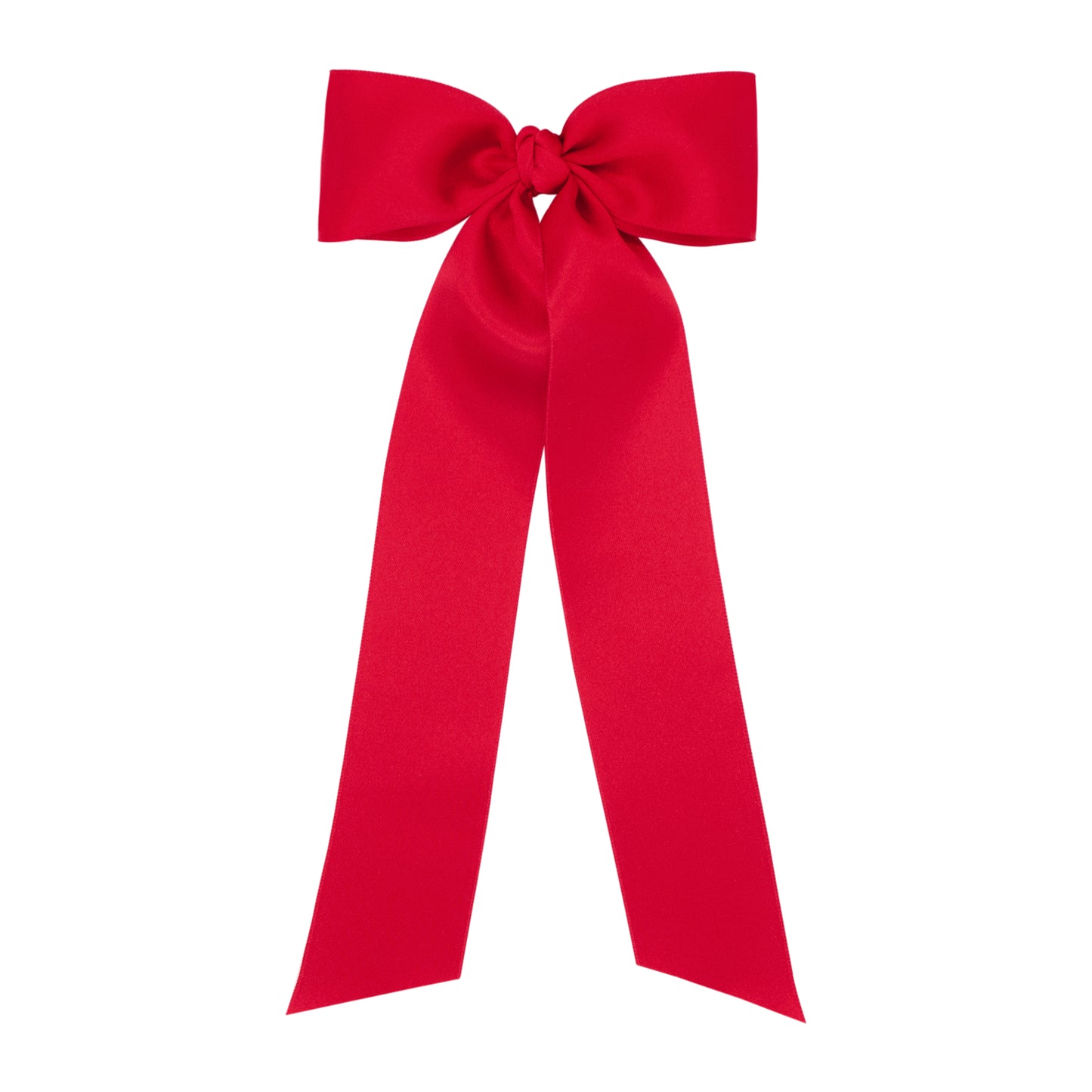 Red Satin Hair Bowtie with Knot Wrap and Streamer Tails