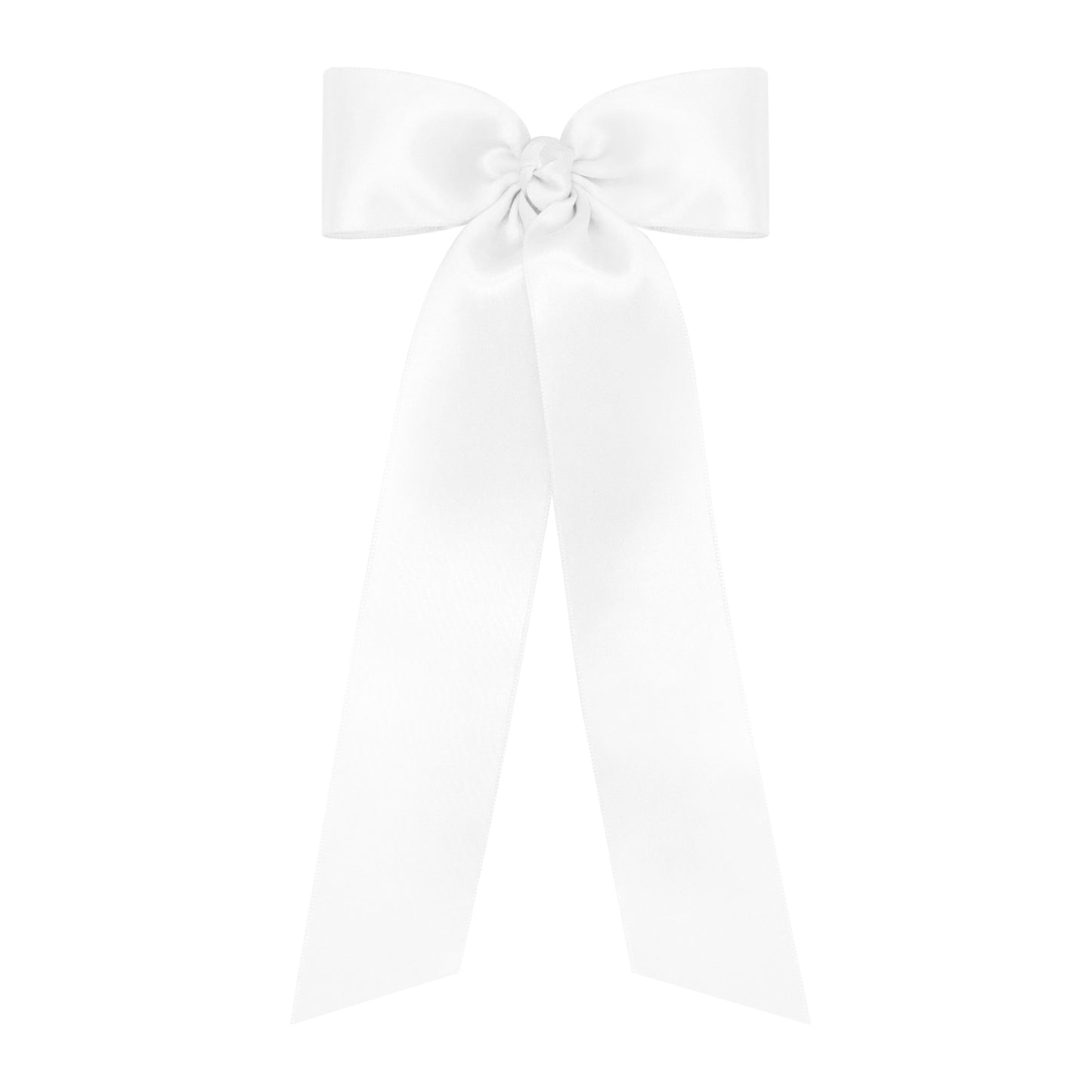 White Satin Hair Bowtie with Knot Wrap and Streamer Tails