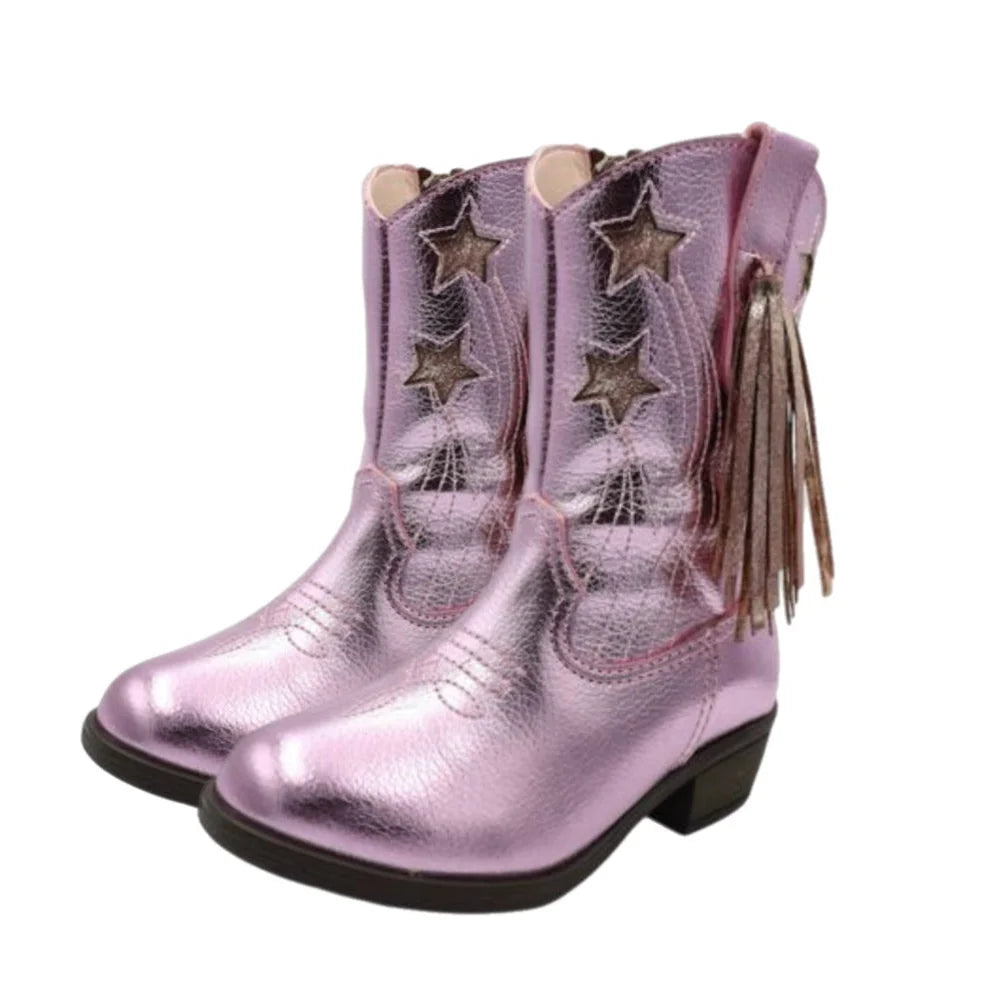 Sparkle Step Boots - Metallic Pink