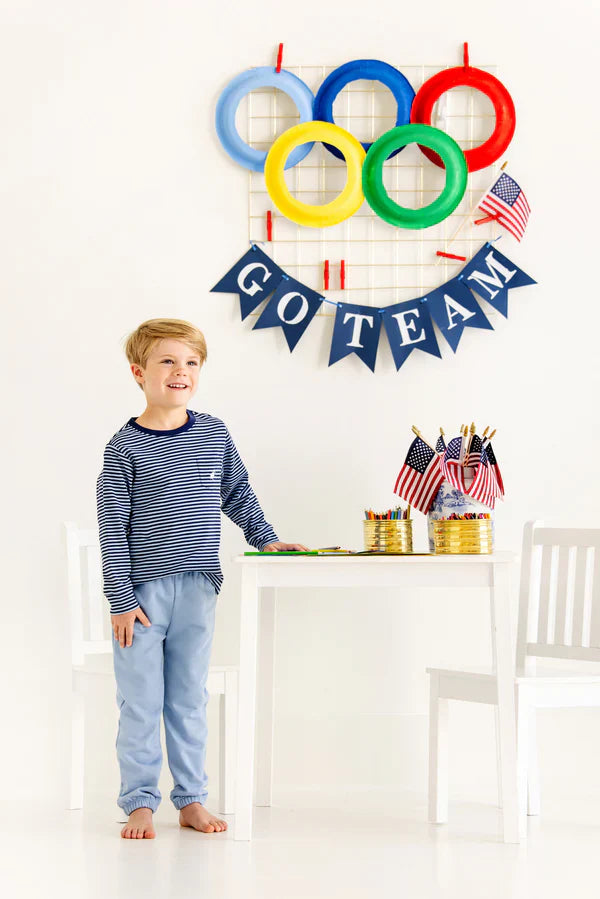 Long Sleeve Carter Crewneck - Barrington Blue Stripe