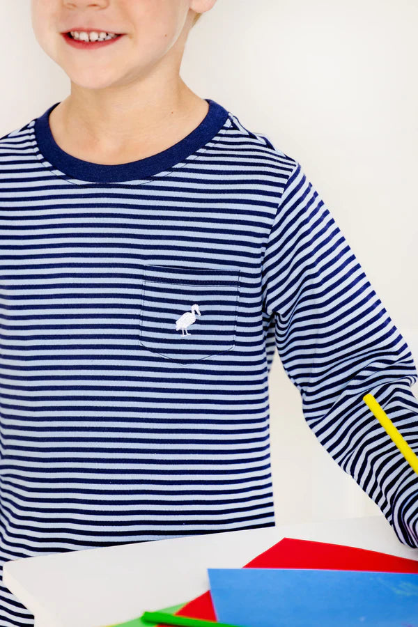 Long Sleeve Carter Crewneck - Barrington Blue Stripe