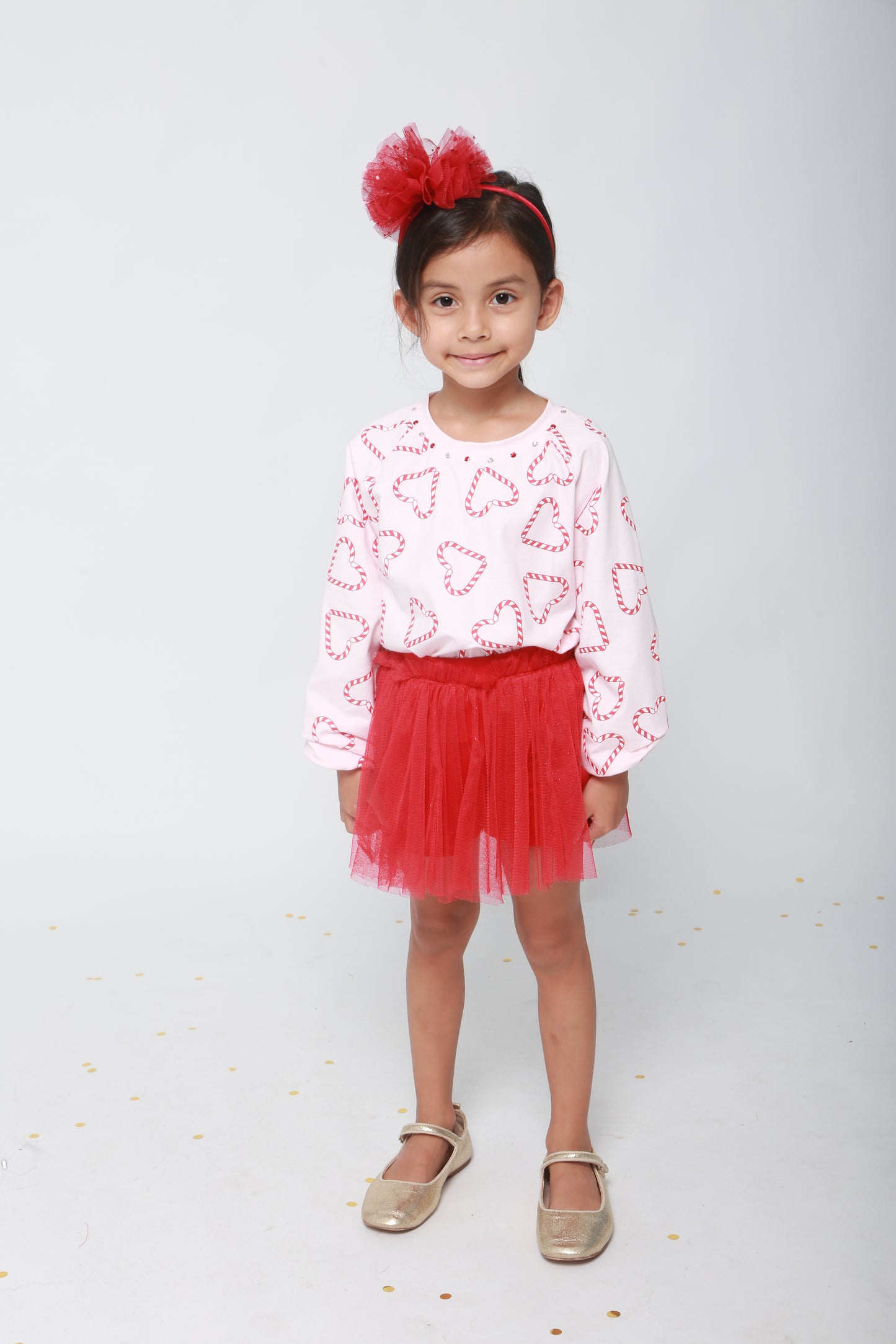 Candy Cane LS Tee - Blush Pink