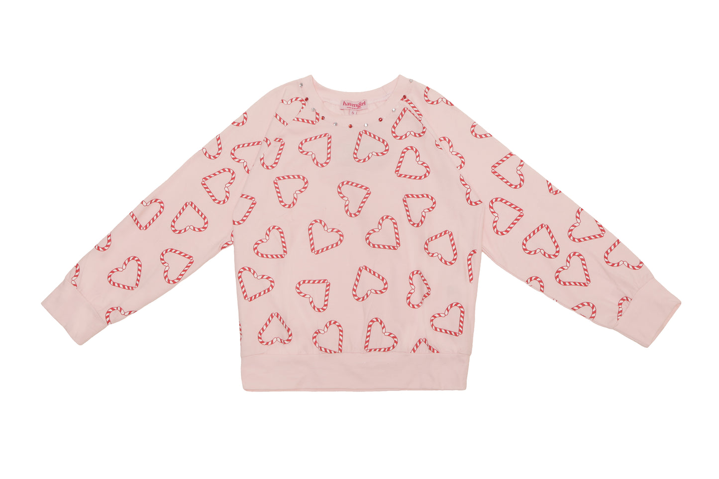 Candy Cane LS Tee - Blush Pink