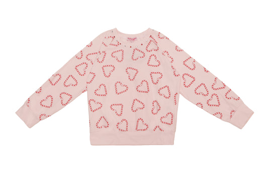 Candy Cane LS Tee - Blush Pink