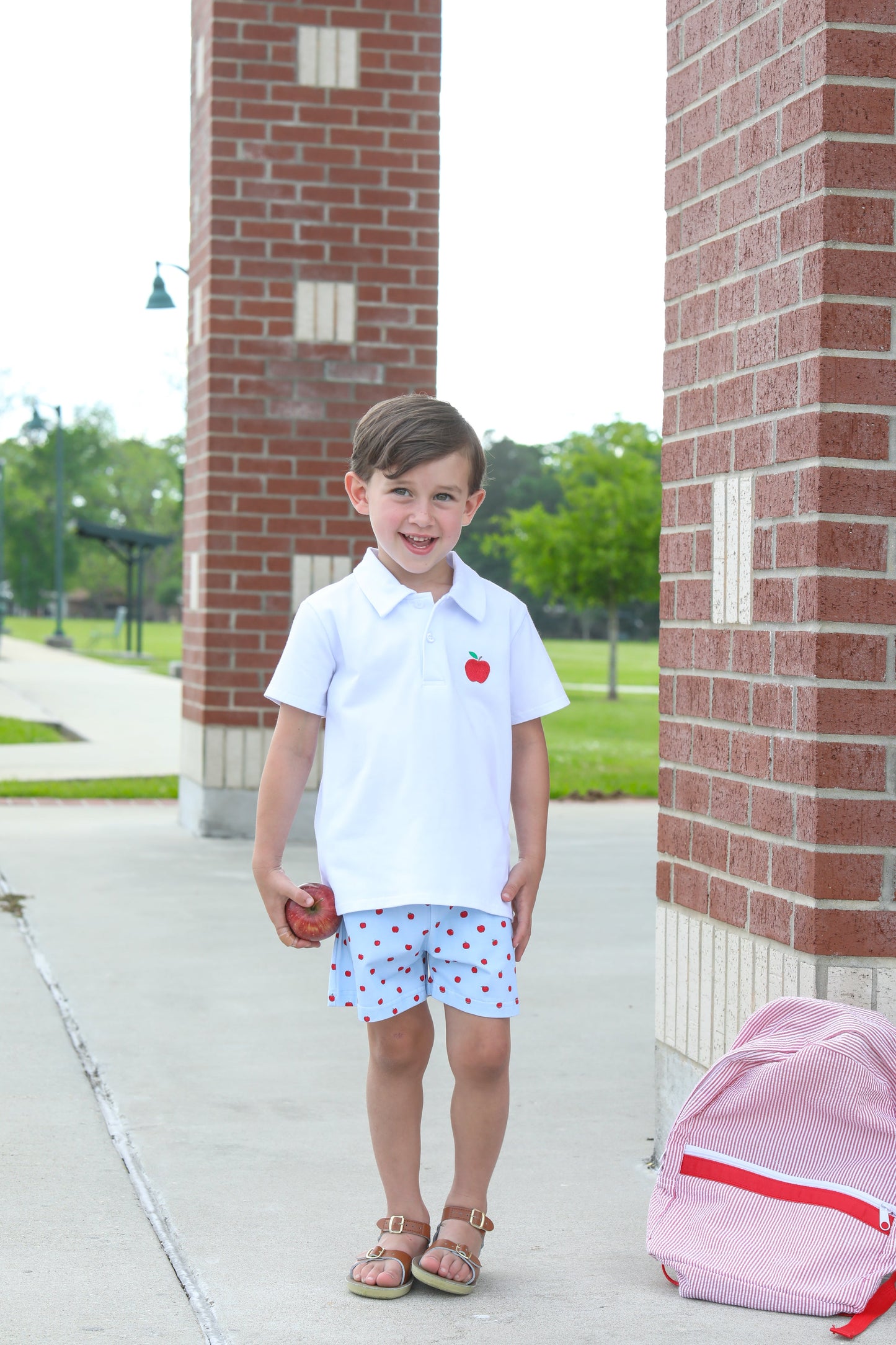 Apple Print Polo Short Set