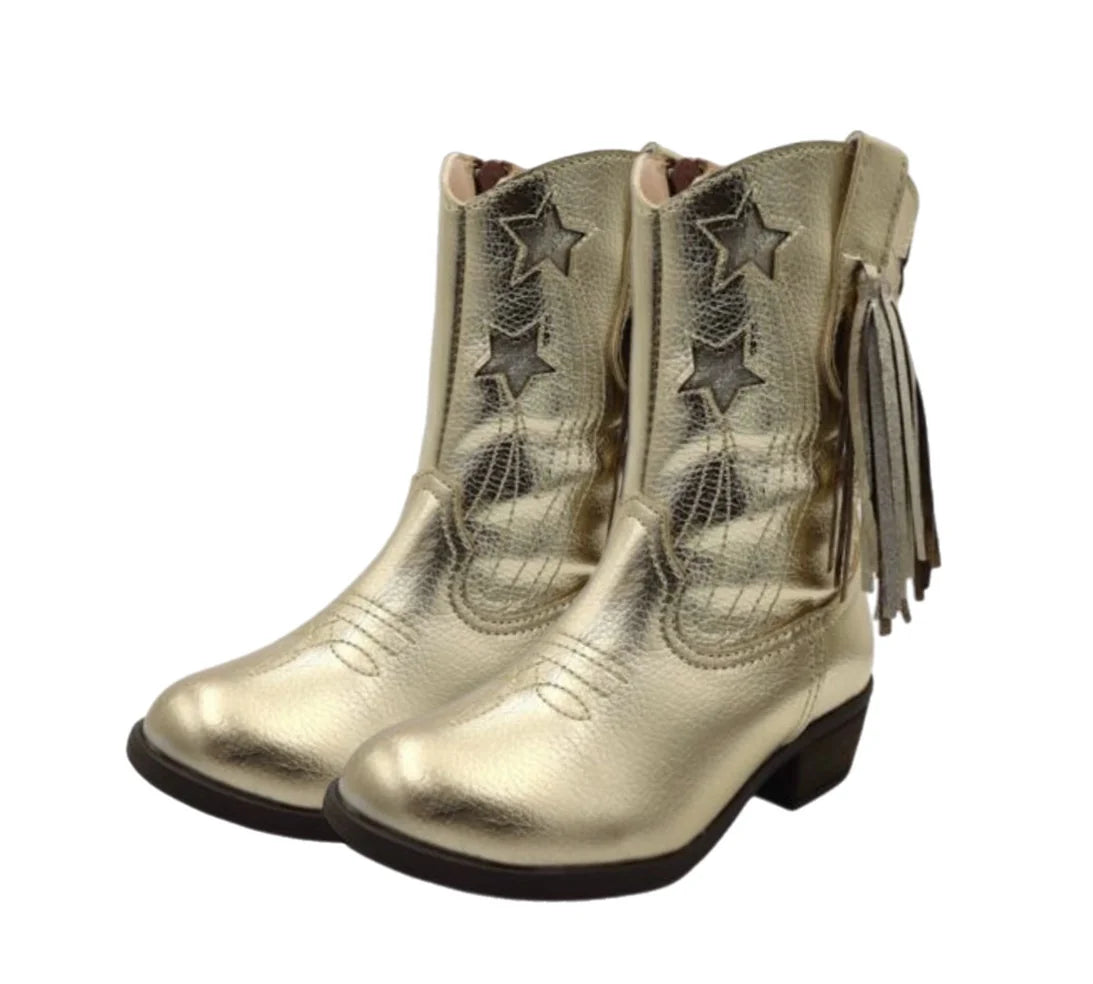 Sparkle Step Boots - Metallic Gold