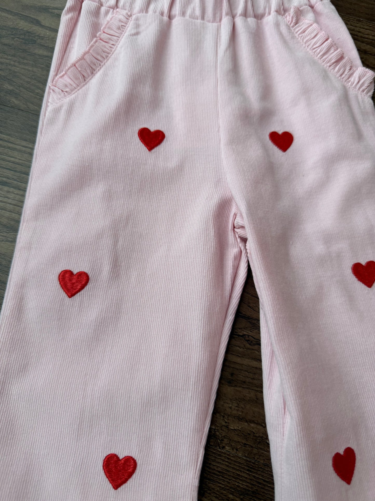 Corduroy Heart Pink Flare Pant