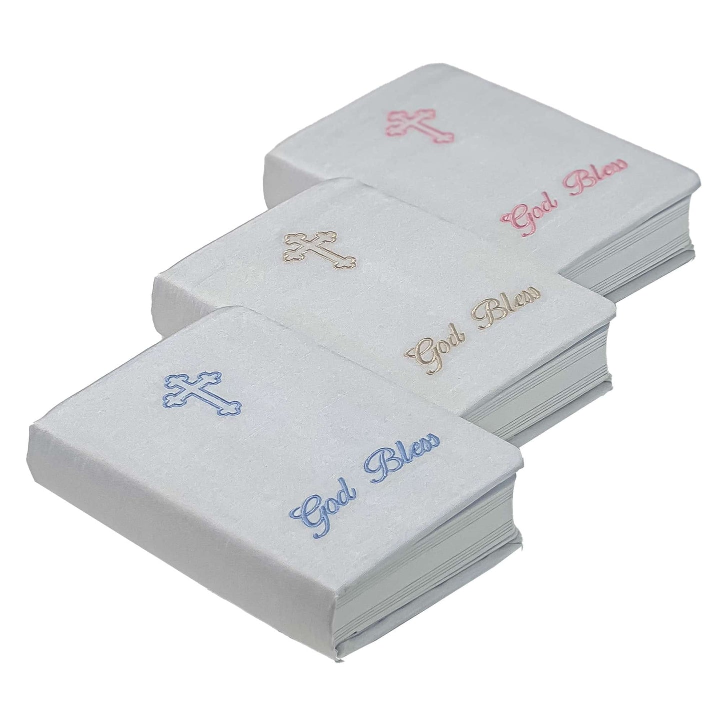 Baby's First Bible In Shantung With Cross- PRE ORDER