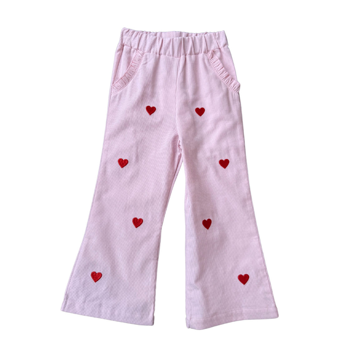 Corduroy Heart Pink Flare Pant