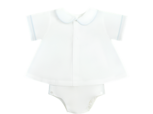 *PRE-ORDER* Dapper Diaper Set - Blessings White/Blue Trim