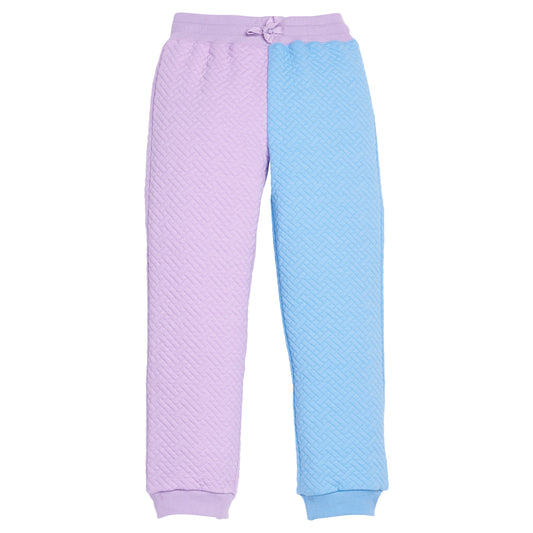 Color Block Joggers - Lavender & Blue Quilted Trellis