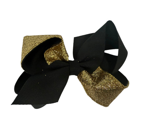 Black and Gold Glitter Bow
