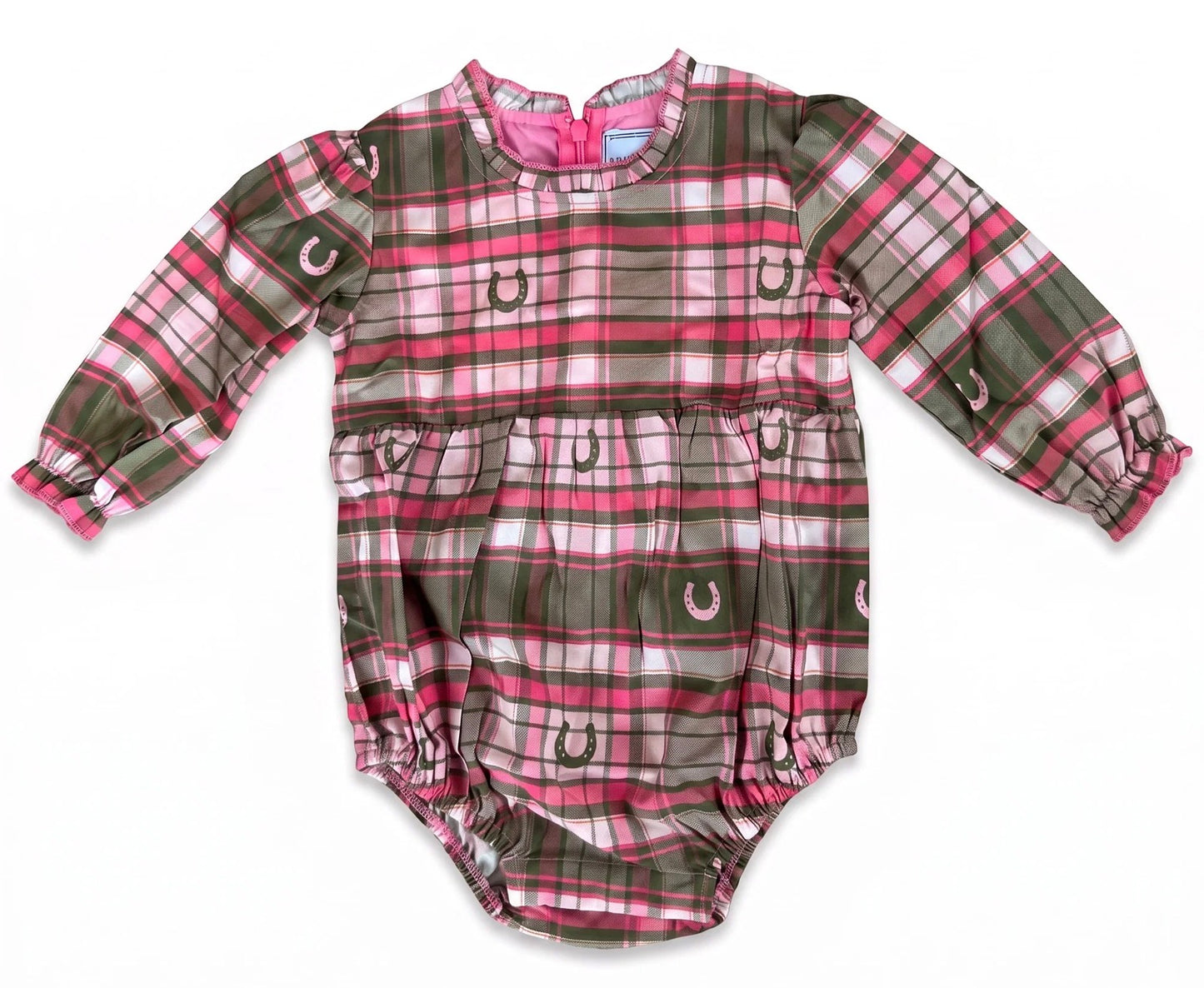Hannah Bubble- Pink Horseshoe Plaid