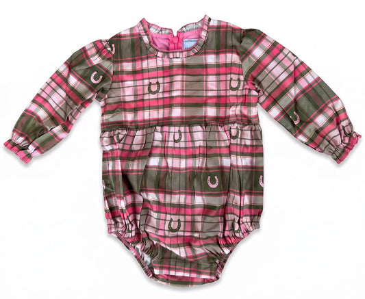Hannah Bubble- Pink Horseshoe Plaid