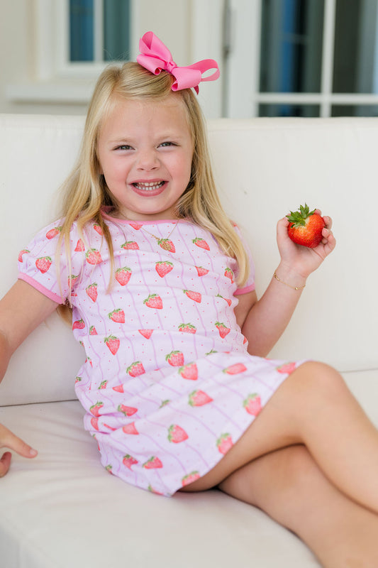 SS Play Dress - Strawberry Stripes