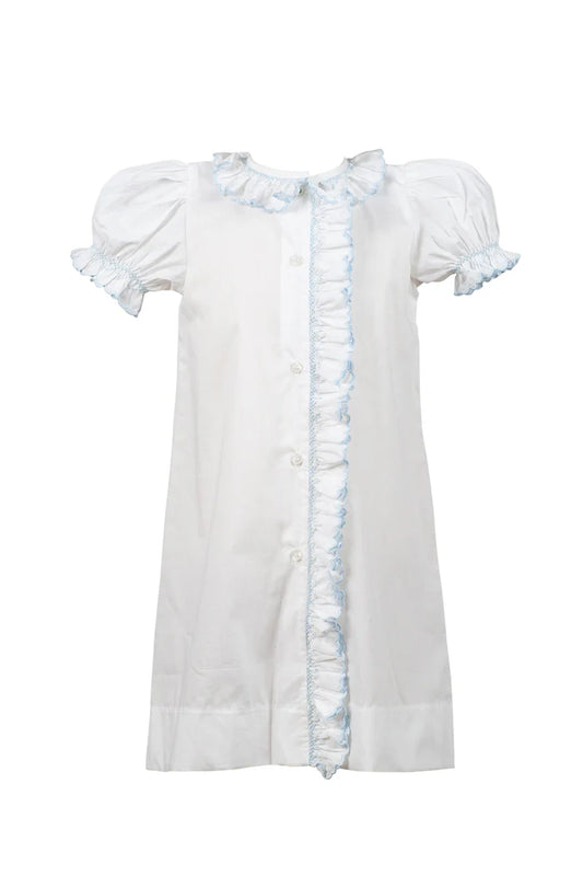 Evelyn Smocked Gown - Blue