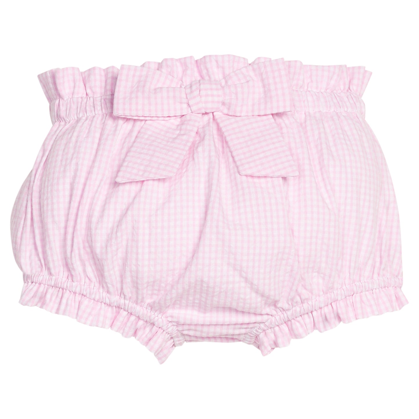 Dottie Bow Diaper Cover - Light Pink Seersucker Gingham