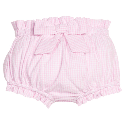 Dottie Bow Diaper Cover - Light Pink Seersucker Gingham