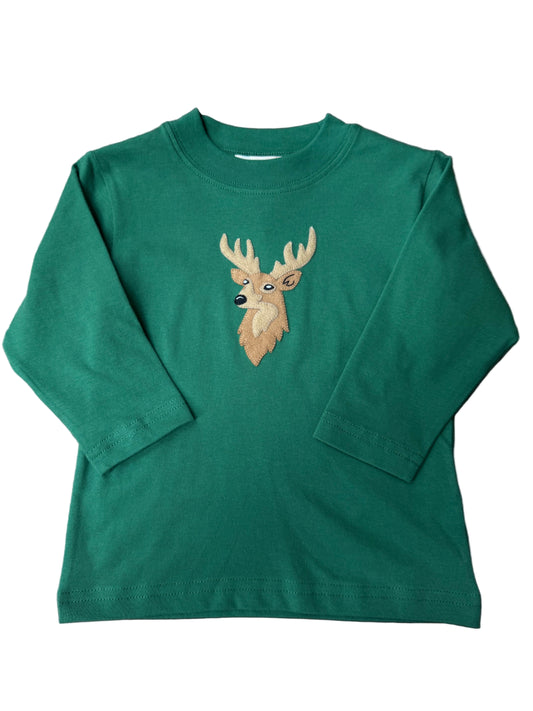 Hunter Green Deer LS Tee