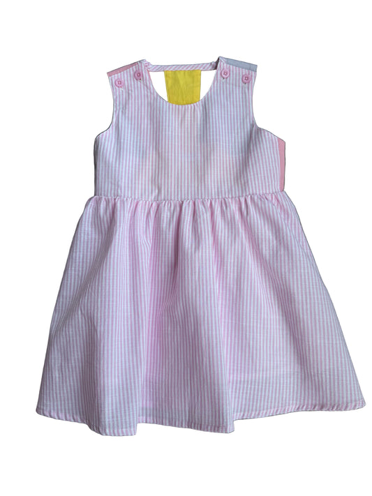 Sunny Color Block Seersucker Dress- Pink