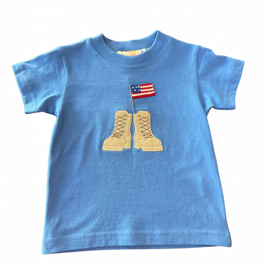 Solider Boots with Flag SS Blue Tee