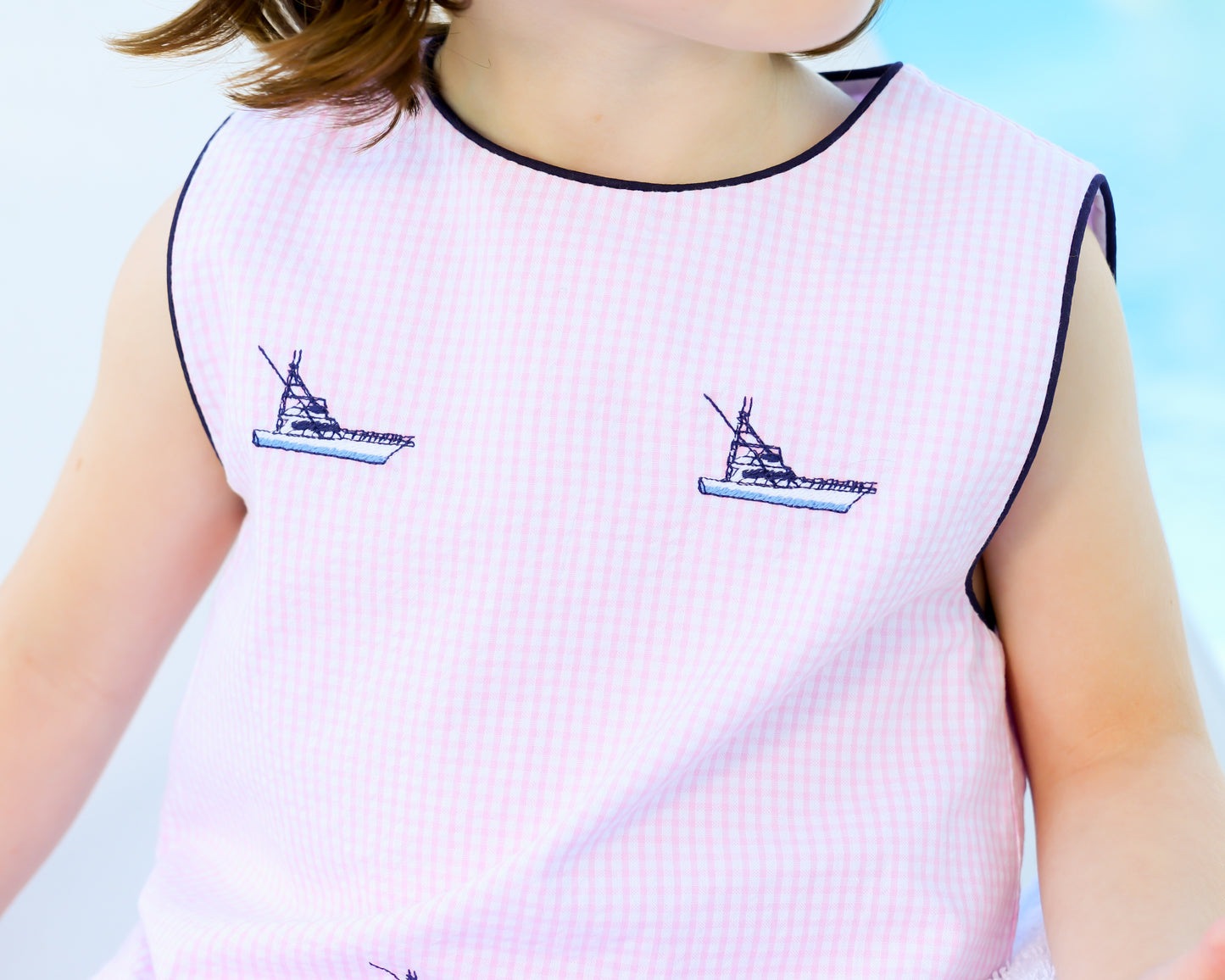 Boat Embroidered Scalloped Dress