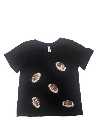 Game Day Football Sequin Top - Black