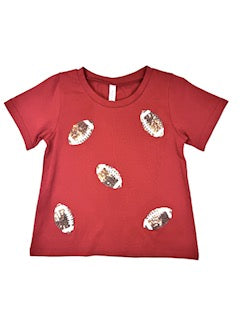 Game Day Football Sequin Top - Red