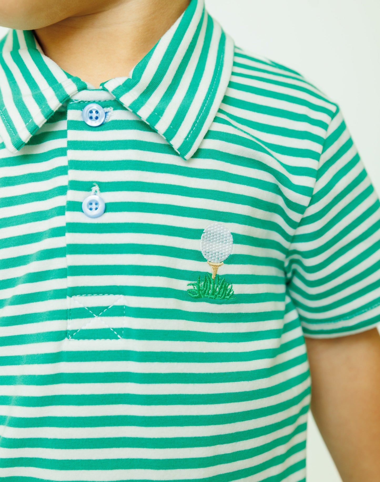 Green Stripe Golf Polo