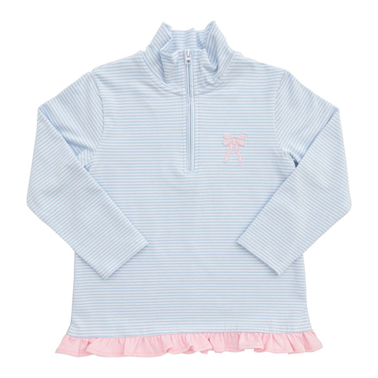1/4 Zip Ruffle Pullover - Bow