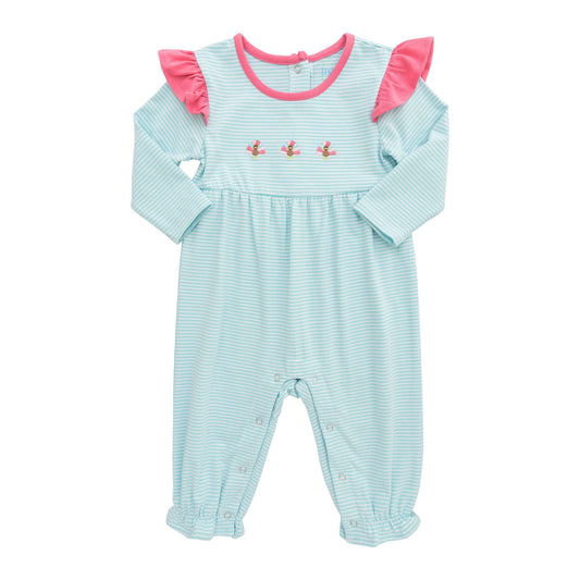 Turkey Embroidered Ruffle Romper