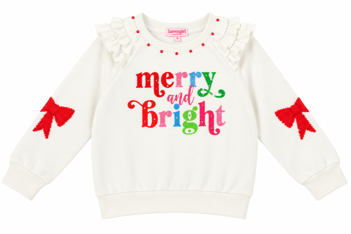 Merry & Bright LS Ruffle Tee