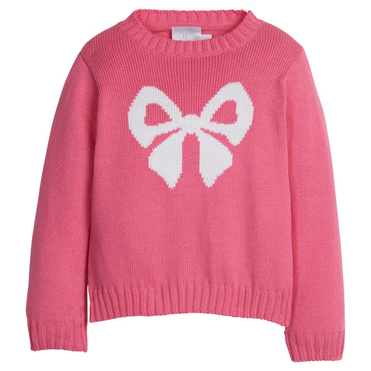 Intarsia Sweater - Hot Pink Bow