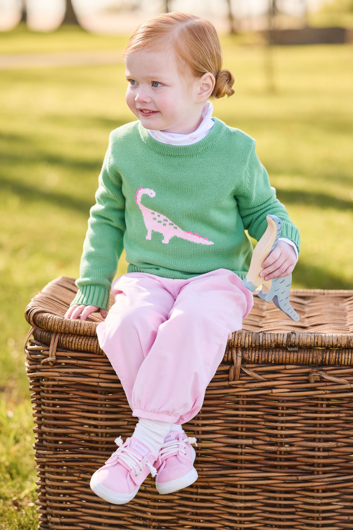 Intarsia Sweater - Pink Dinosaur