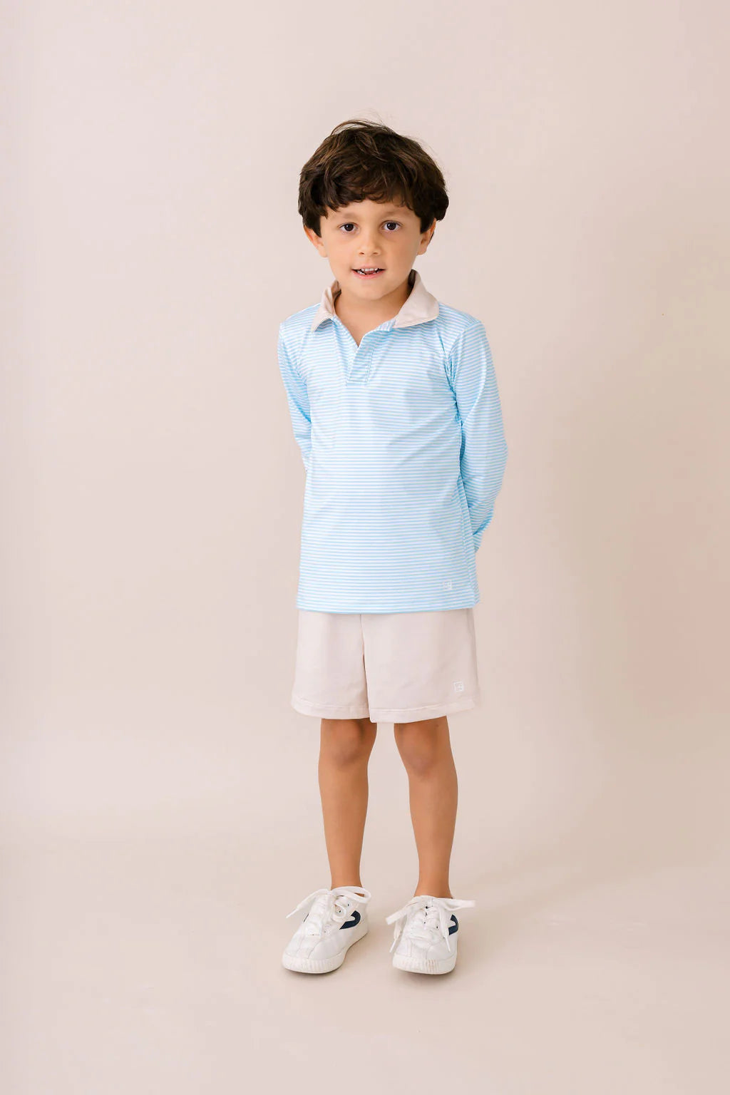 Parker Polo LS - Cotton Candy Blue, Sandstone Khaki