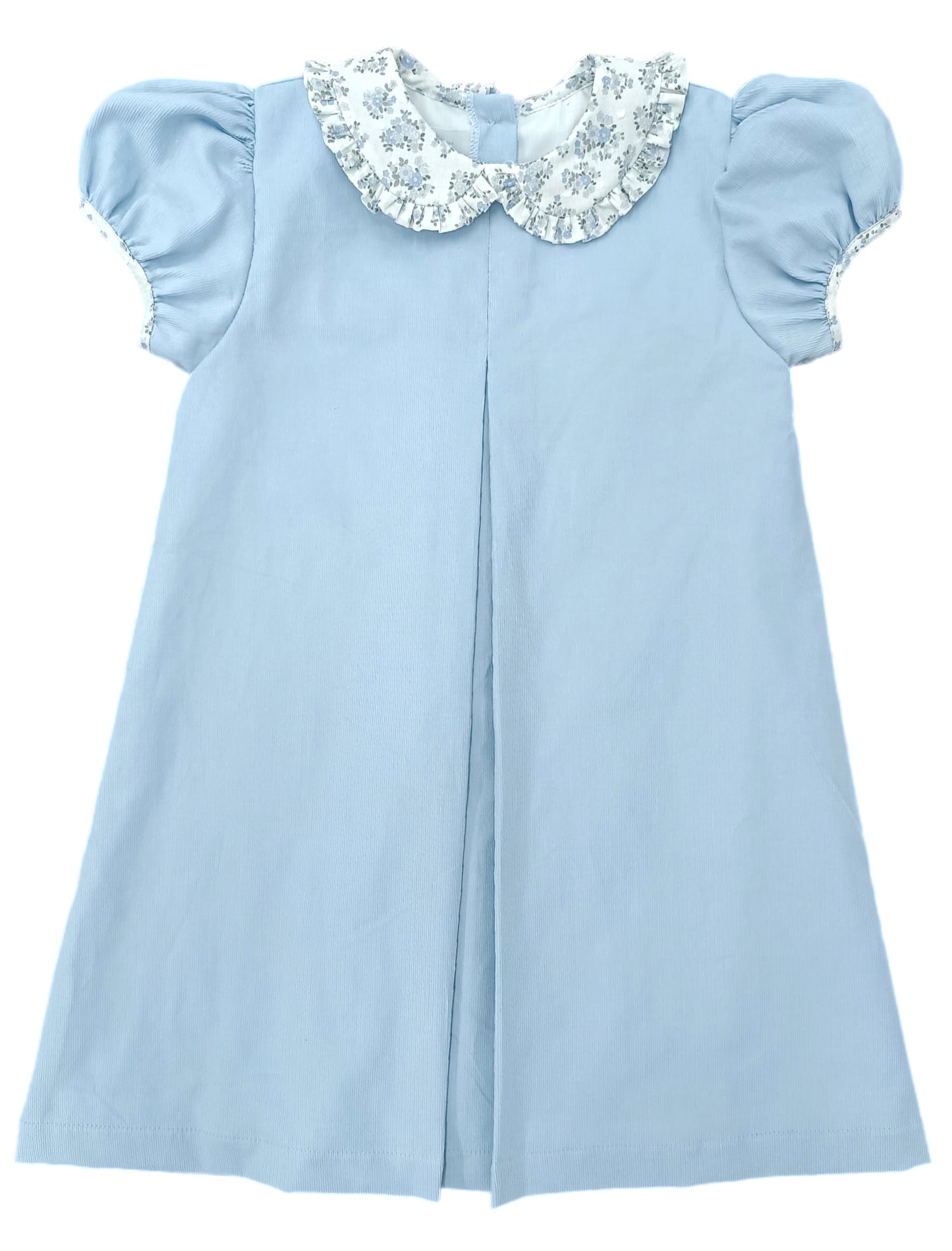 Kadence Dress - Blue Cord Swiss Dot Floral