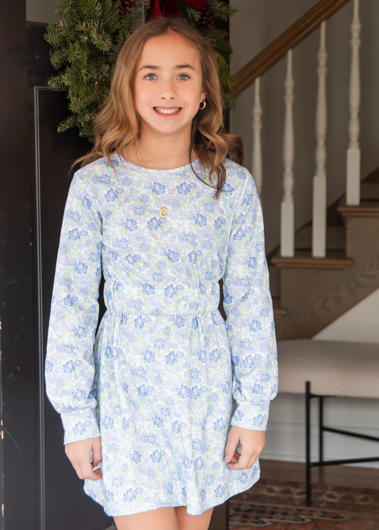 *PRE-ORDER* Fall Floral Elastic Waist Knit Dress