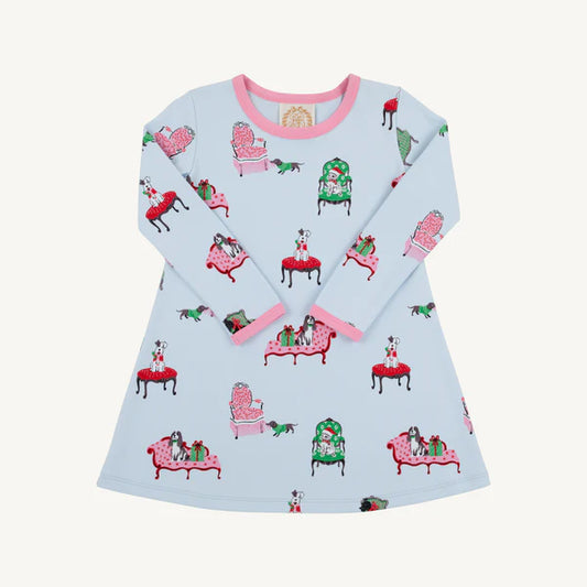 LS Polly Play Dress - Paw-recious/Hamptons Hot Pink