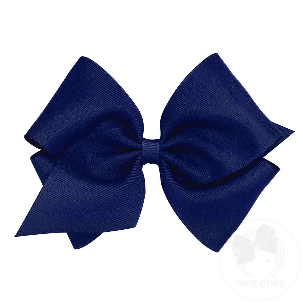 Solid Grosgrain Basic Bow - Light Navy