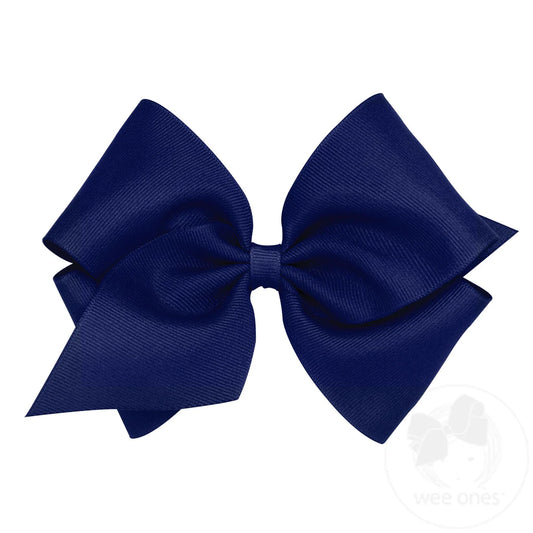 Solid Grosgrain Basic Bow - Light Navy