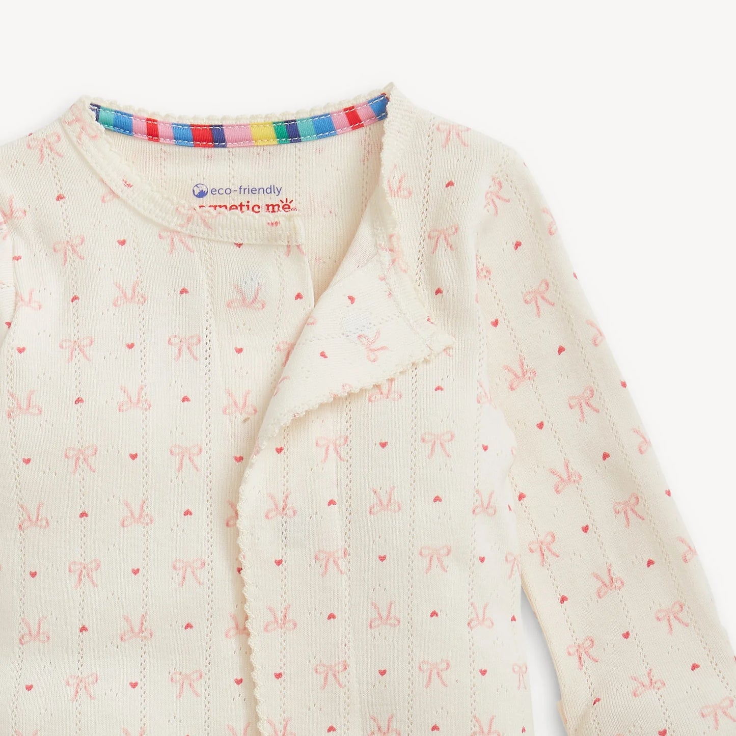 Magnetic Pointelle Footie - Heart & Bow