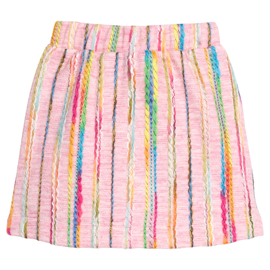 Mini Skirt - Wavy Pink Multi Wool