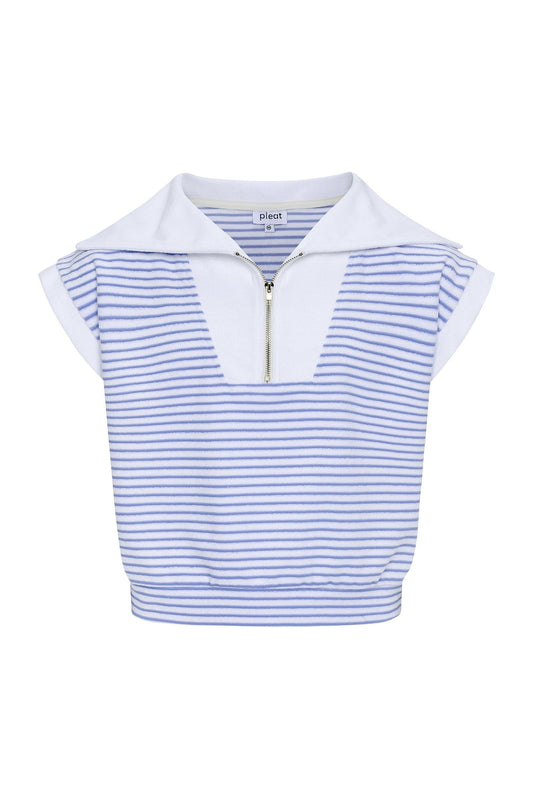 Callie French Terry Top - Blue/White