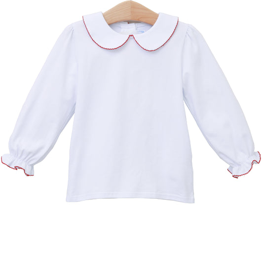 Peter Pan Collar Shirt - Red